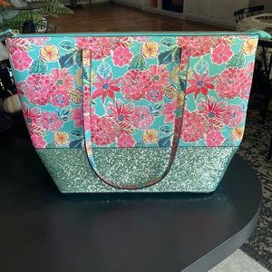 Kate Spade Floral Print Tote with Glitter